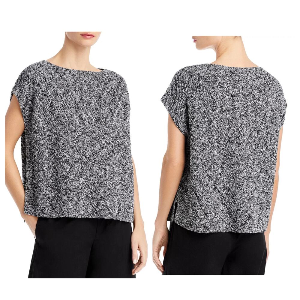 Eileen Fisher
ORGANIC LINEN
COTTON Boat Neck
Sweater, White/Black Size Small